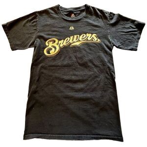 VINTAGE MLB Brewers WEEKS 8 Majestic NAVY BLUE Size Small Men? Boys? See Desc